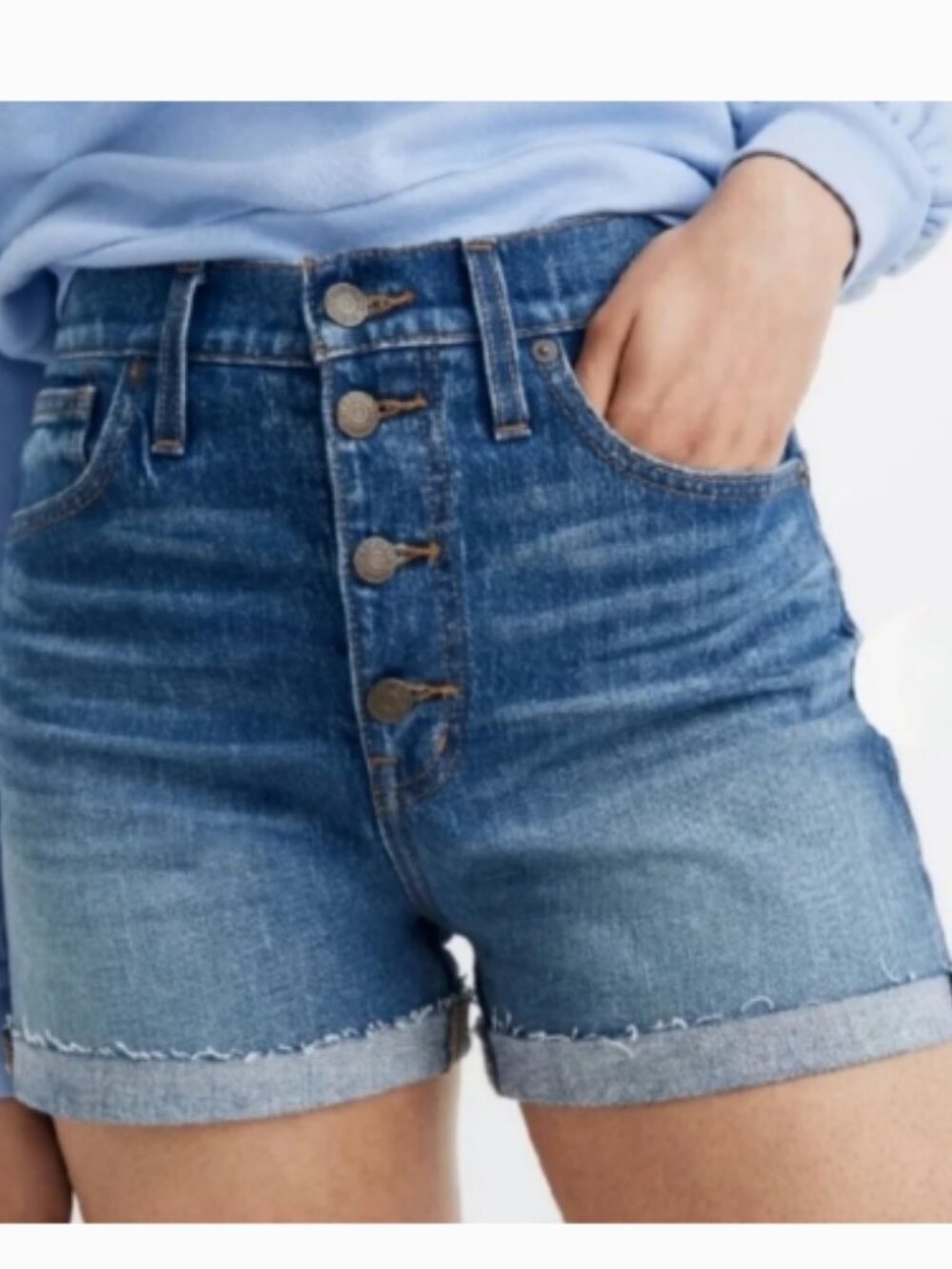 Like New! Madewell High Rise Denim Shorts Button Fly Size 25